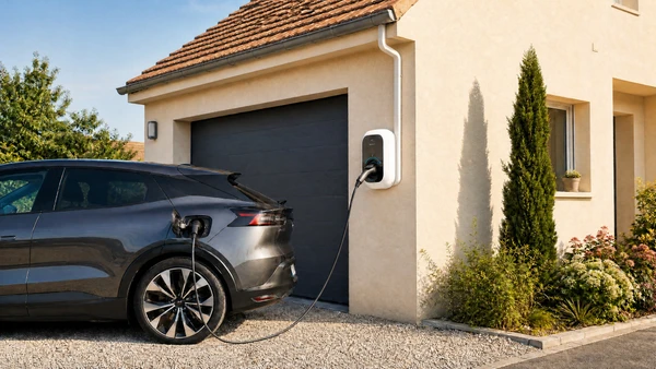 Station de recharge pour véhicule électrique en fonctionnement